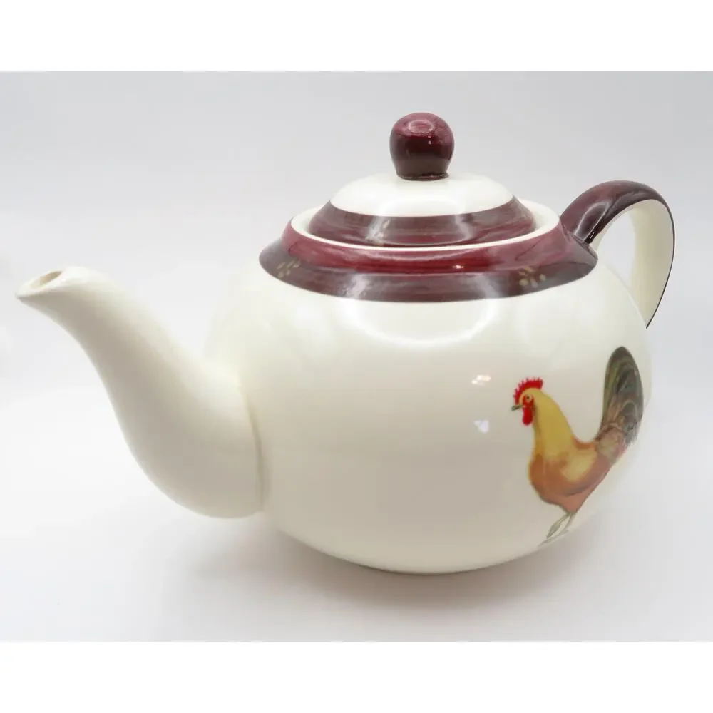 Creative Tops Old Farm House Rooster Chicken Ceramic Teapot Country Kitchen Lid